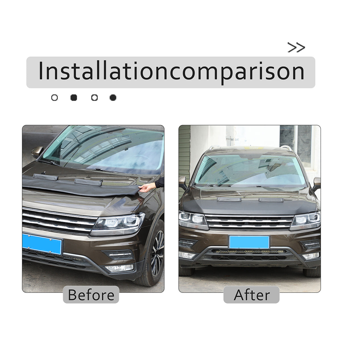 Black Car Bonnet Hood Bra Protector Mask Cover FOR VW Tiguan 2018-2021 US 19