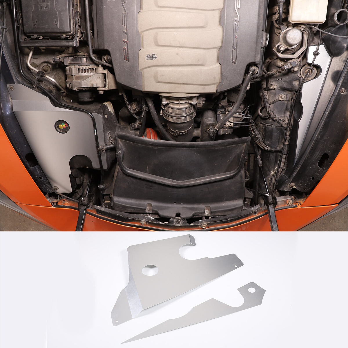 Silver Alloy Car Engine Side Panel Cover Accessories Kit For Corvette C7 2014-19 2
