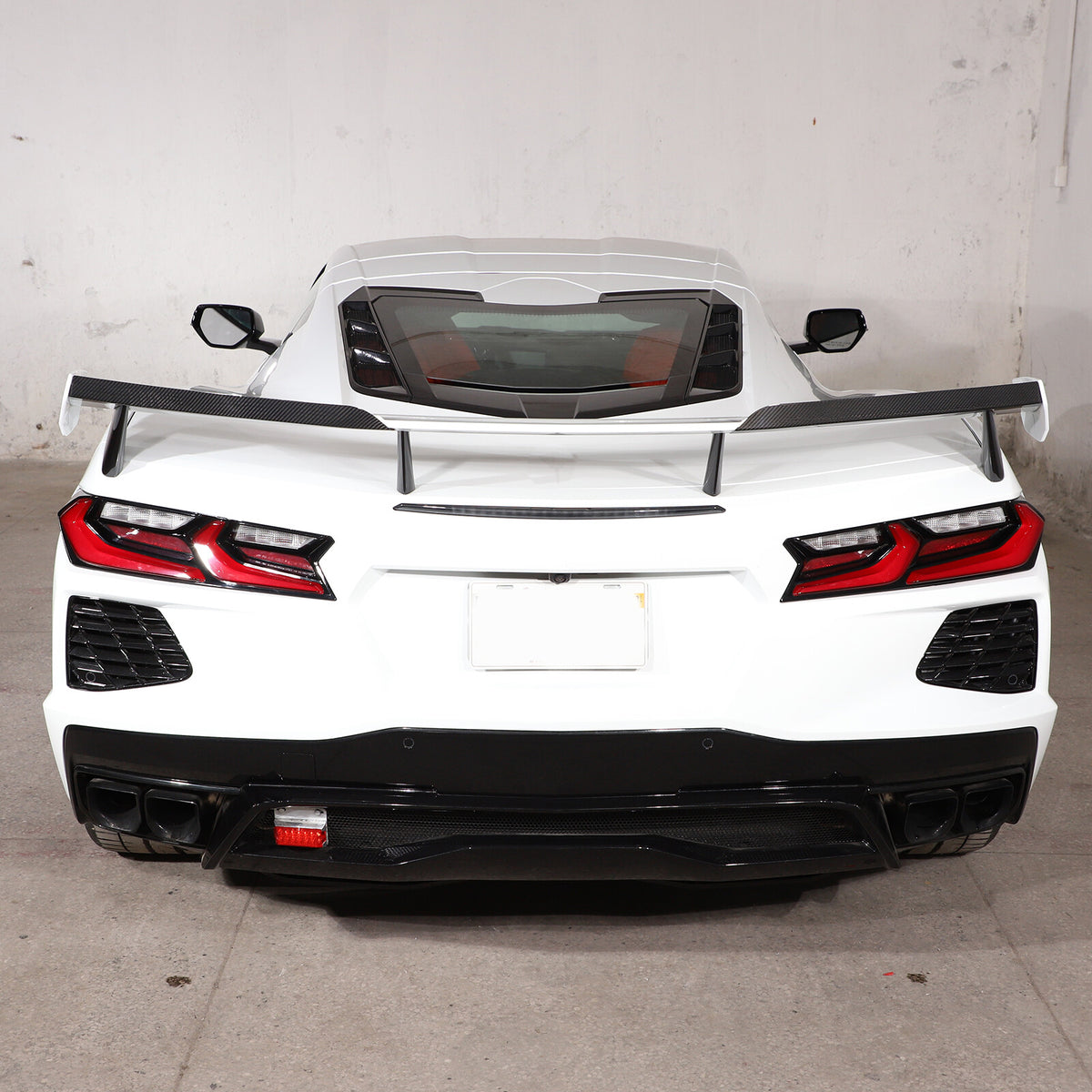 Real Carbon Fiber High Wing Spoiler Add-On Wicker Bill Pair For Corvette C8 20+ 12