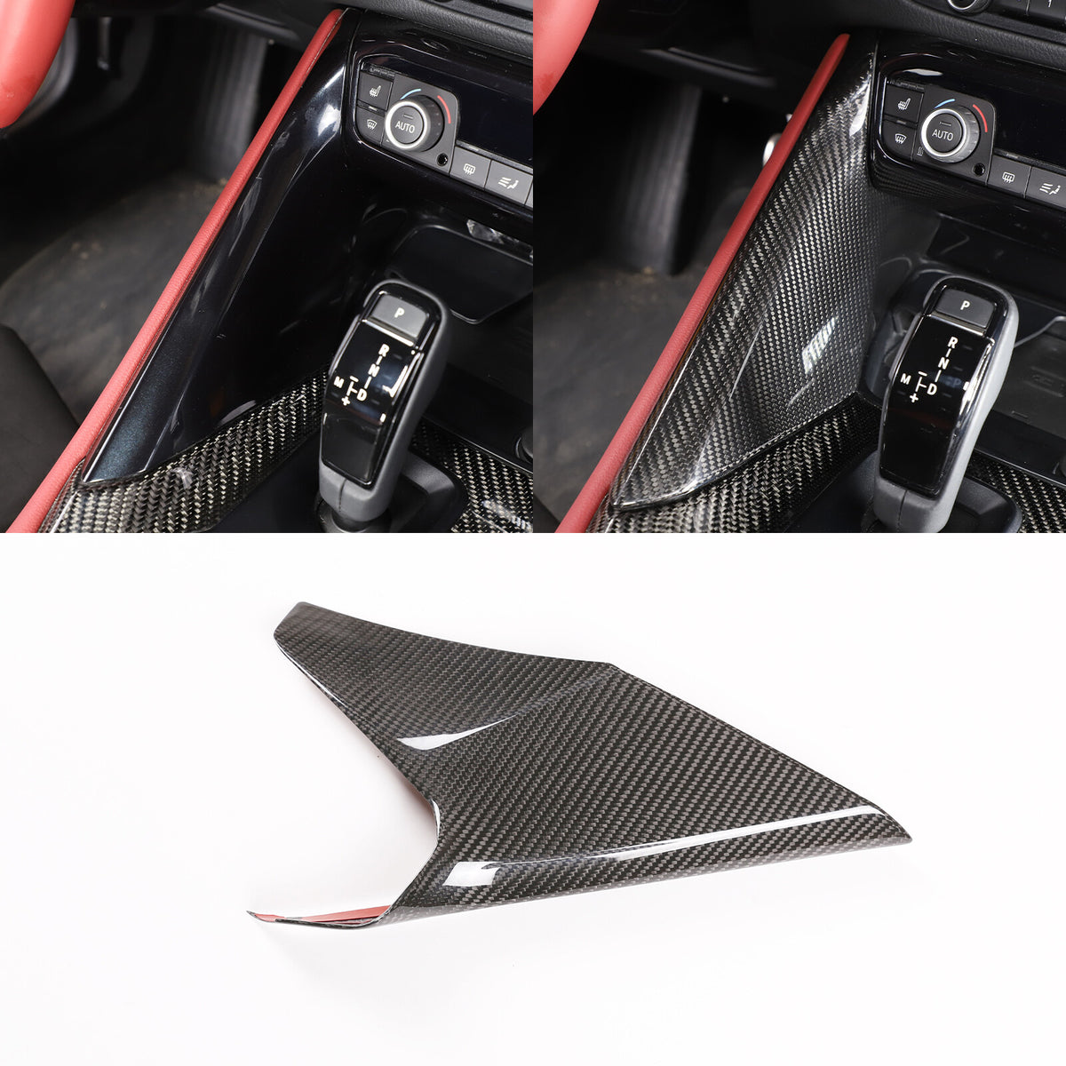 Carbon Fiber Interior Gear Shift Panel Side Trim For Toyota Supra 19-24 8
