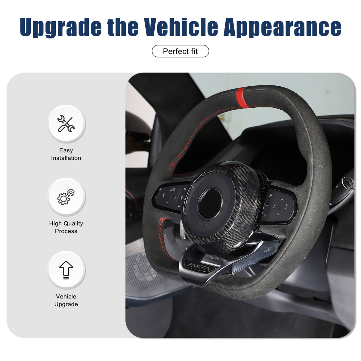 Real Carbon Fiber Steering Wheel Center Surround Cover For Lotus EMIRA 22-25 US 4