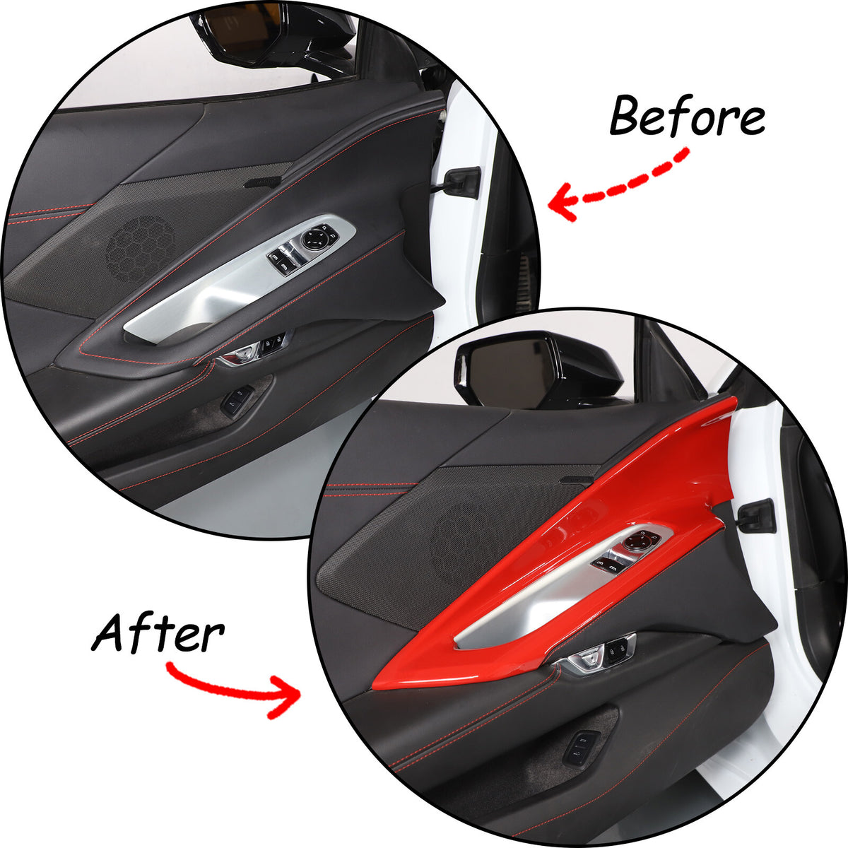 Red Full Interior Set Dash Panel Decor Cover Trim Kit For Corvette C8 2020-25 - Variants 1-5 44