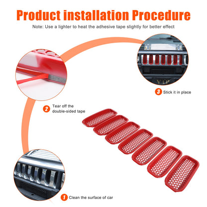Sport Red ABS Front Grille Anti-Insect Bug Screen Trim For Hummer H2 2003-2009 2