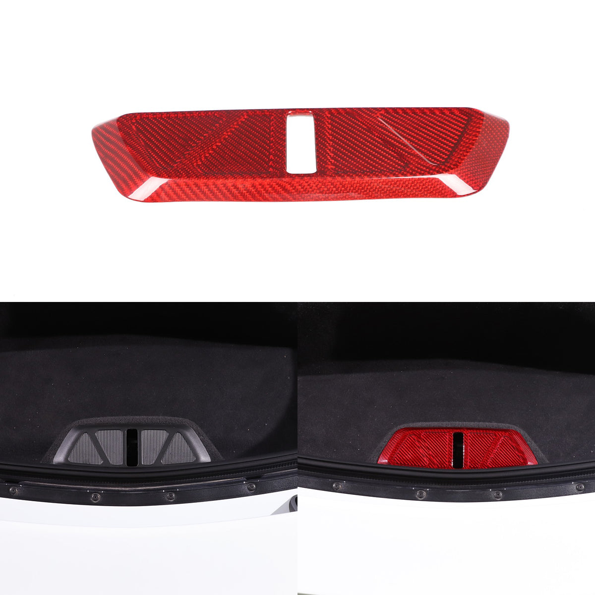 Red Real Carbon Fiber Trunk Latch Base Cover Trim For Corvette C8 2020+ 19