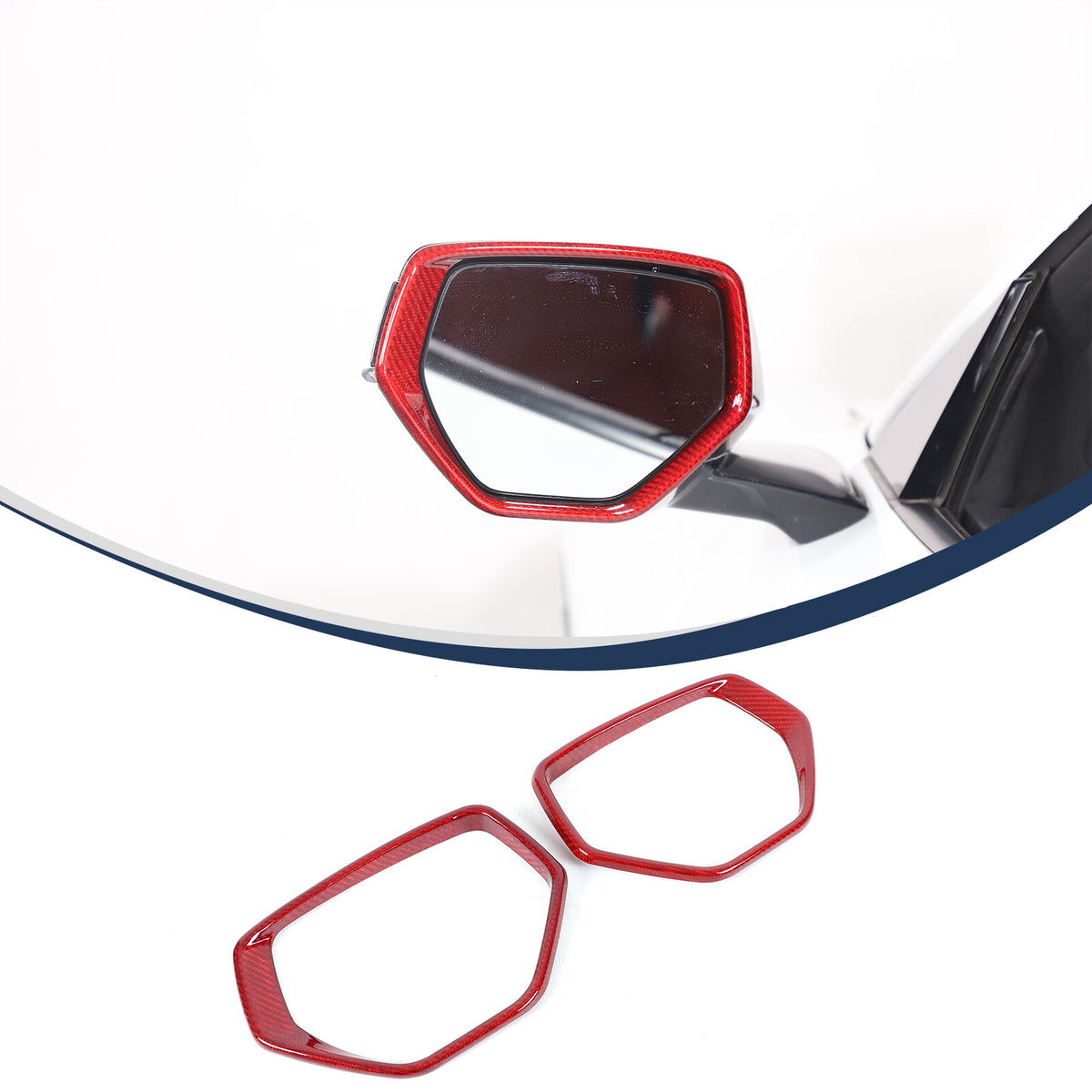 Red Real Carbon Fiber Side View Mirror Frame Cover Trim For Corvette C8 20-26 3