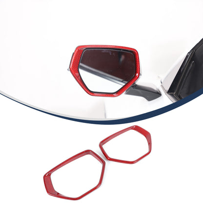 Red Real Carbon Fiber Side View Mirror Frame Cover Trim For Corvette C8 20-26 3