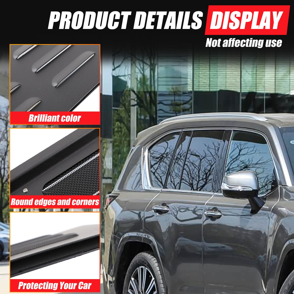 Rear Door Window Louver Air Vent Trim For Lexus LX/Toyota Land Cruiser LC300 22+ 16