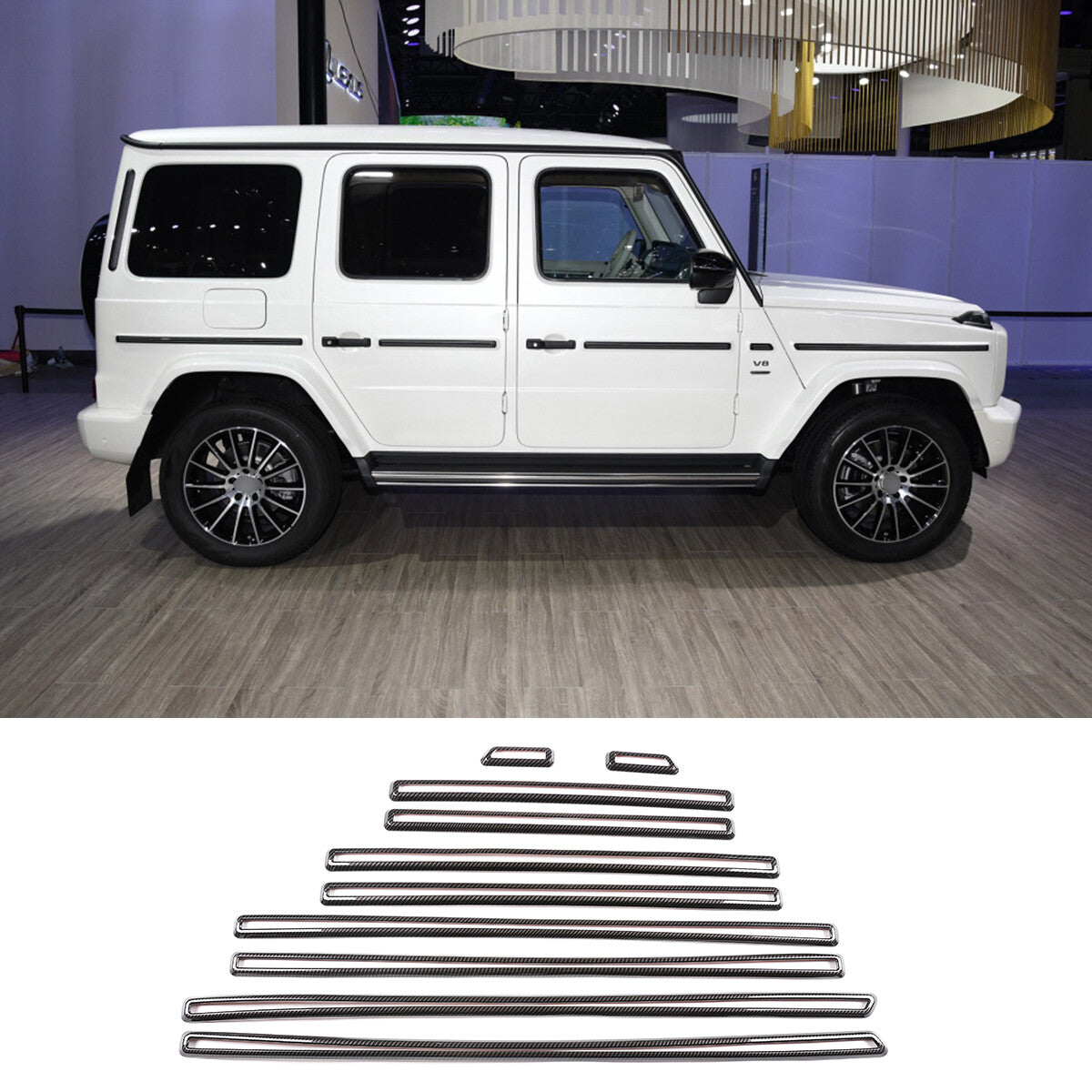 ABS Carbon Fiber Door Body Side Molding Trim For Benz W464 G500 G63 AMG 2019+ 2