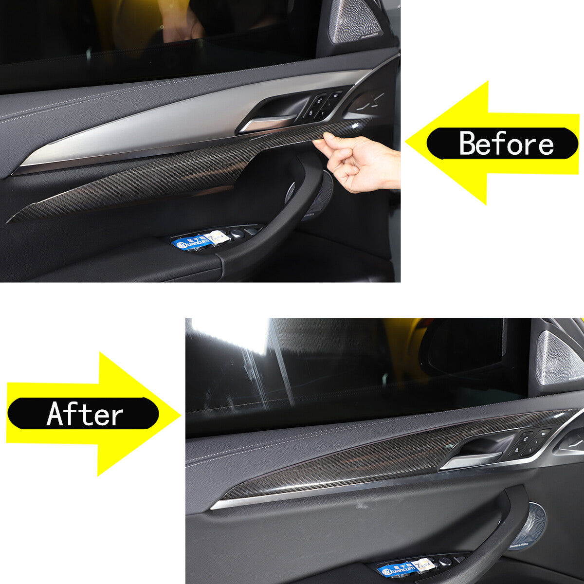 Real Dry Carbon Fiber Interior Door Panel Trim For BMW X3 G01 X4 G02 2018-2024 5