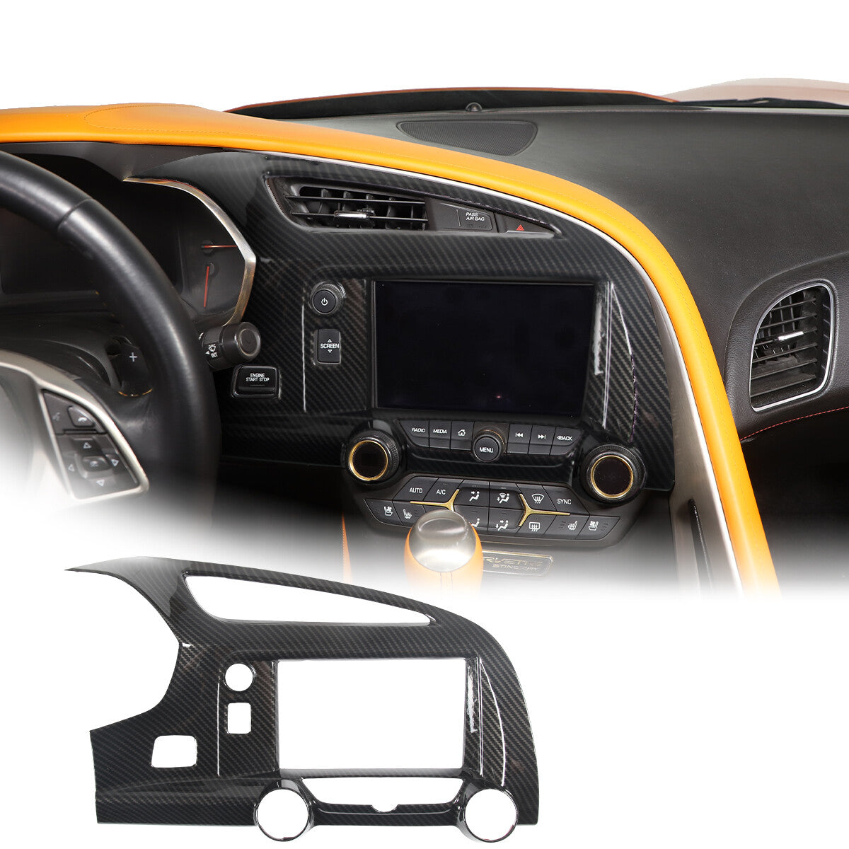 ABS Carbon Fiber Interior Center Dashboard Air Vent trim For Corvette C7 14-19 3