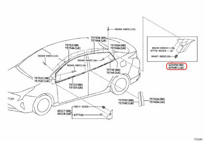 Toyota Genuine Prius Rear Quarter Moldings 2016-2018 Left and Right Set OEM 3