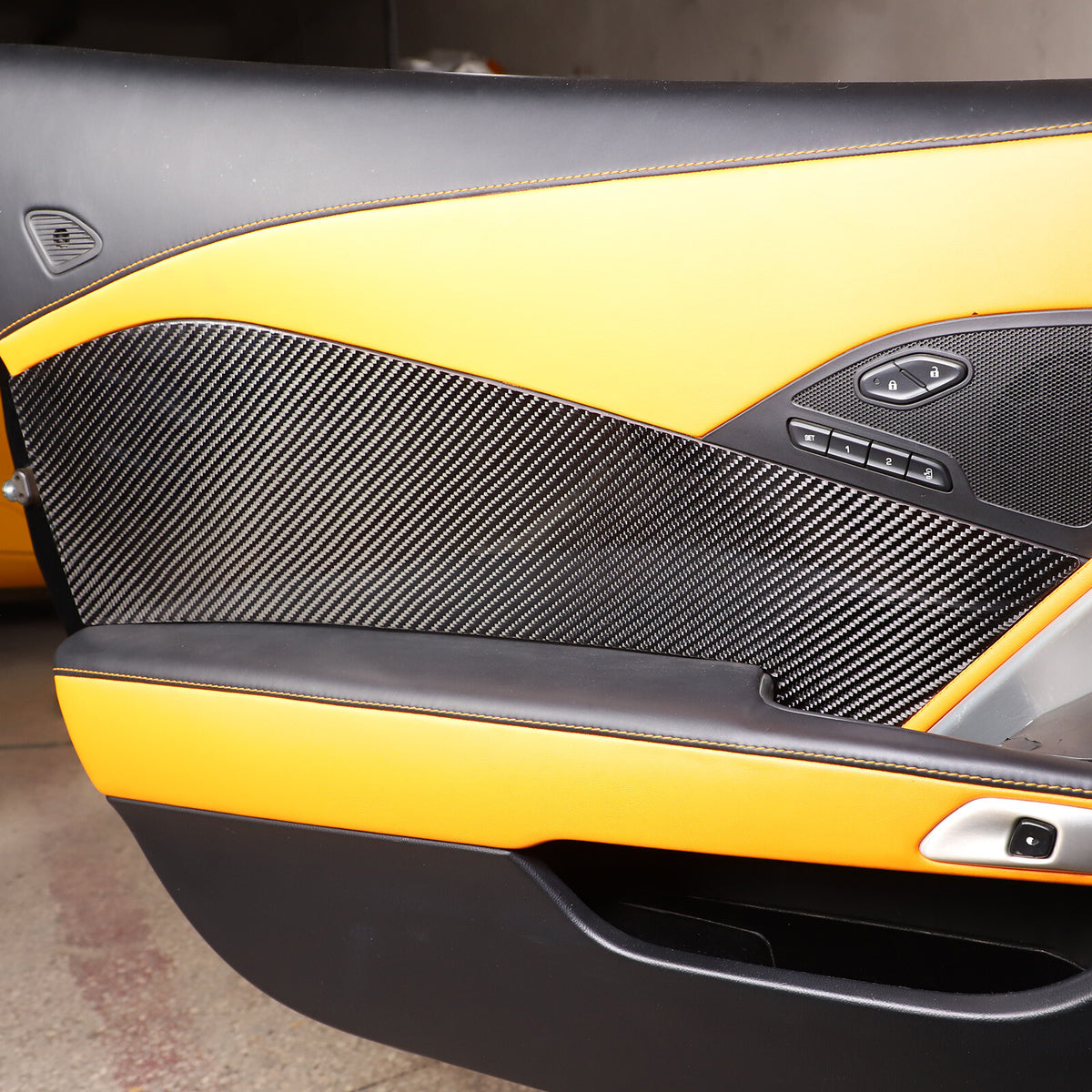 2PCS Carbon Fiber Interior Door Panels Sticker Trim For Corvette C7 2014-2019 US 5