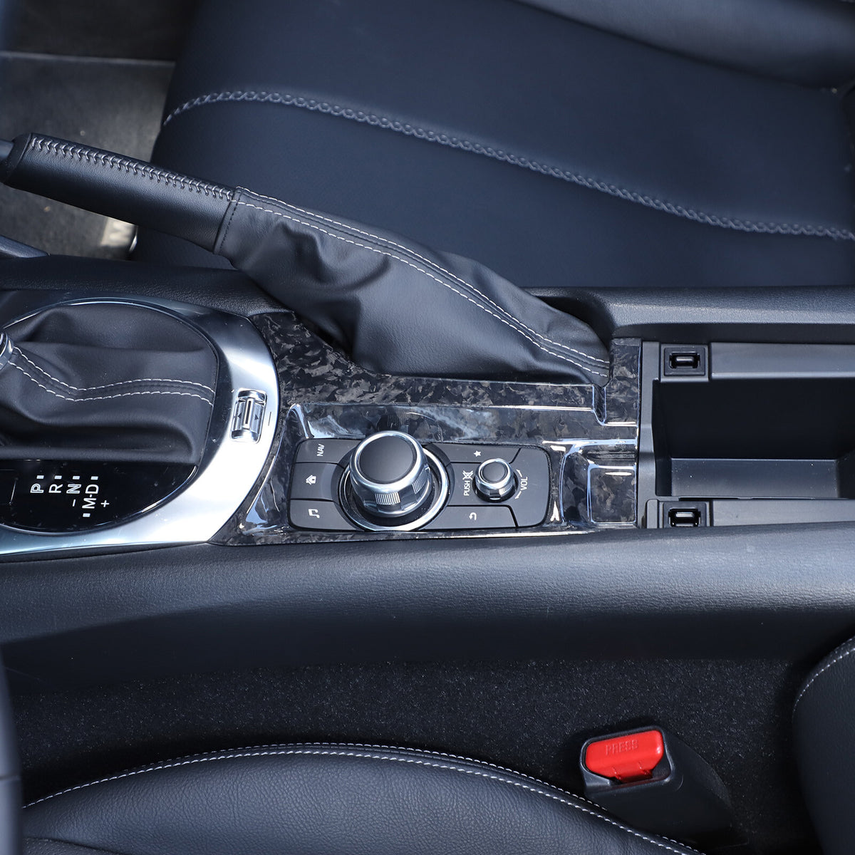 Forged Real Carbon Fiber Multimedia Panel Trim Cover For Mazda MX-5 2016+ 5