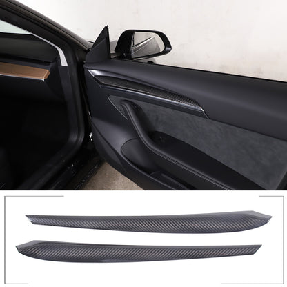 Real Carbon fiber inner door Armrest panel Trim Cover For Tesla Model 3 Y 21-22 3
