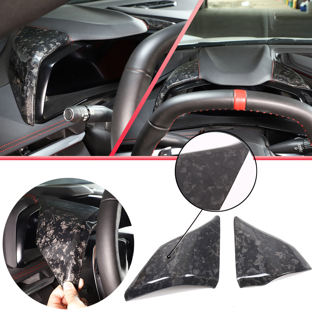 16PCS Forged Real Carbon fiber Car interior Kit Cover Trim Set For Corvette C8 7