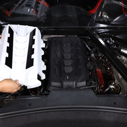 White Engine Bonnet Bay Panel Cover in Edge Black For Corvette Coupe C8 2020-26 8