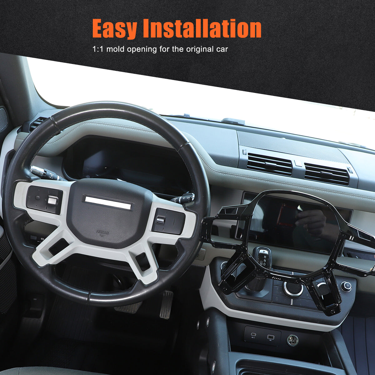 Mecha Glossy Black Steering Wheel Frame Trim For Land Rover Defender L663 20-25 6