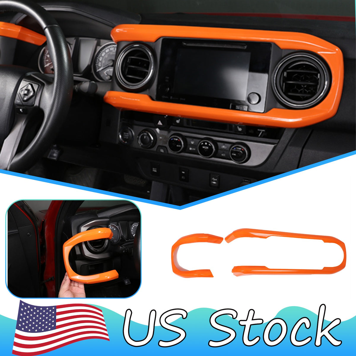 Orange ABS Dashboard Instrument Panel Trim For Toyota Tacoma 2016-2022 1
