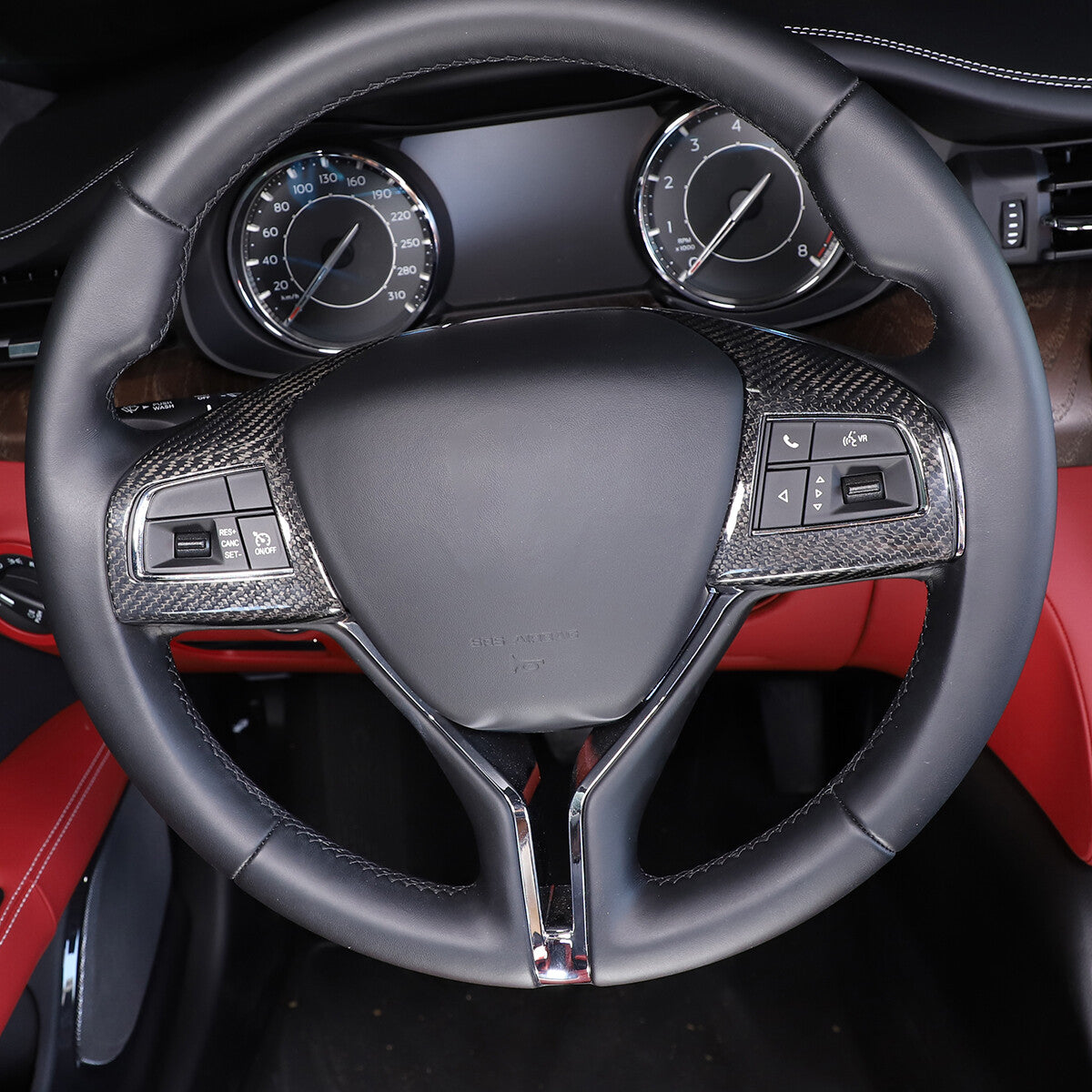 For Maserati Ghibli 2014-23 Real Carbon Fiber Interior Cover Steering Wheel Trim 10