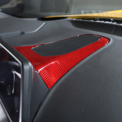 Red Real Carbon Fiber Center Dashboard Speaker Panel Trim For Toyota Supra 19+ 8