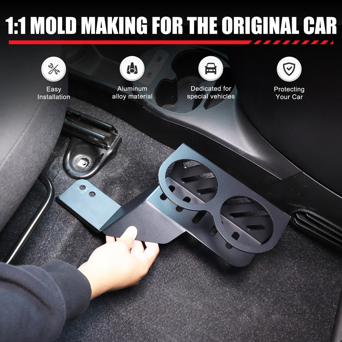 Alloy Passenger Seat Expansion Cup Holder For Fiat 500 Abarth 595 695 16+ US 3