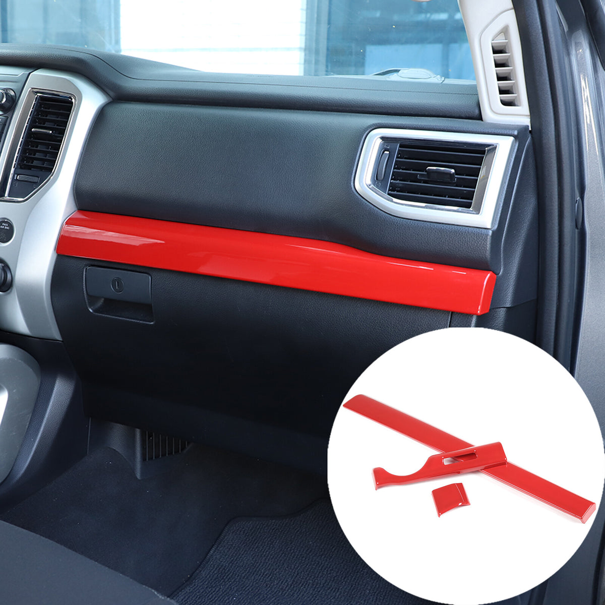 Red ABS Dashboard Center Console Trim Cover for Nissan Titan 2016-23 US 17