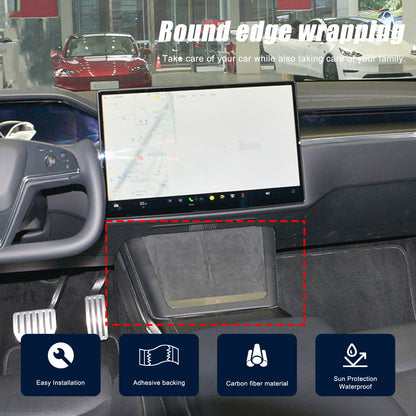 Real Carbon Fiber Console Wireless Charge Panel Frame Trim For Tesla Model S 23+ 14