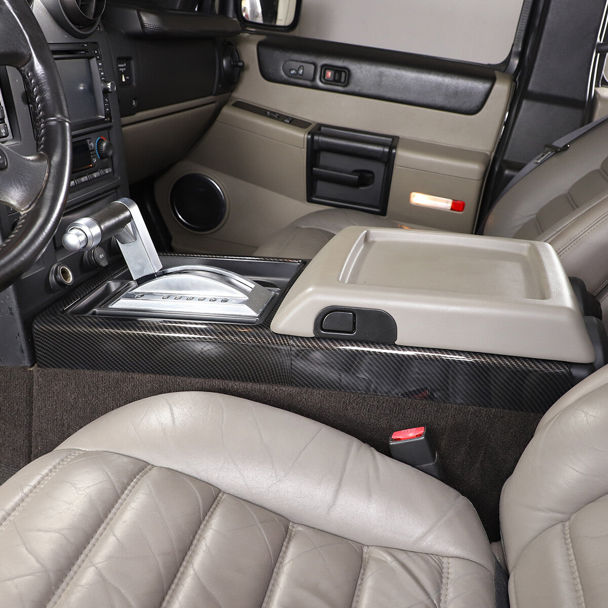 Carbon Fiber Look Interior Gear Shift Side Frame Trim For Hummer H2 2003-2007 4
