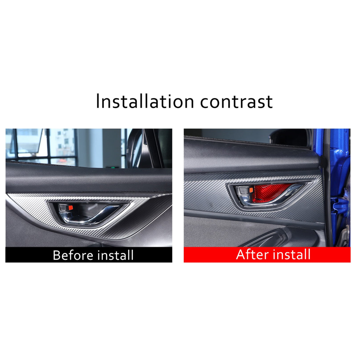 Red Real Carbon Fiber Inner Door Bowl Trim Cover For Subaru WRX VB 2022+ 4