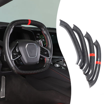 Red Top Honeycomb Carbon Fiber Steering Wheel Trim Cover For Corvette C8 2020+ 10