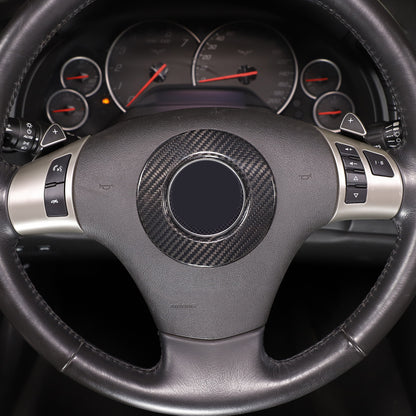 Real Carbon Fiber Steering Wheel Center Logo Ring Cover For 2005-13 Corvette C6 7