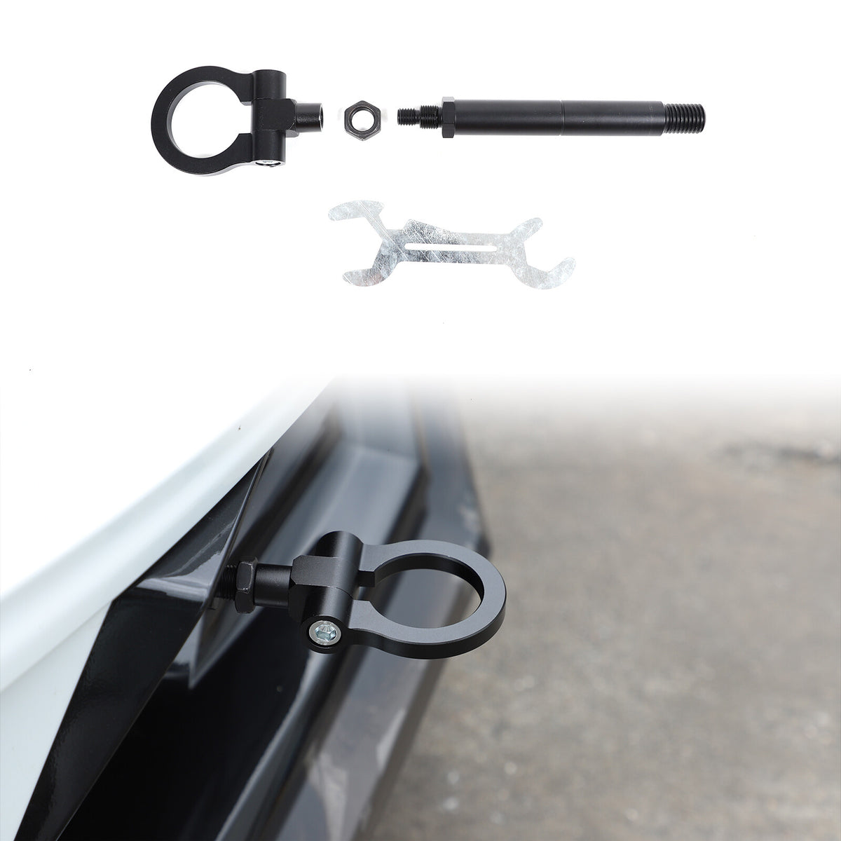 Black Aluminum Front & Rear Bumper Track Racing Tow Hook Trailer For Corvette C8 2