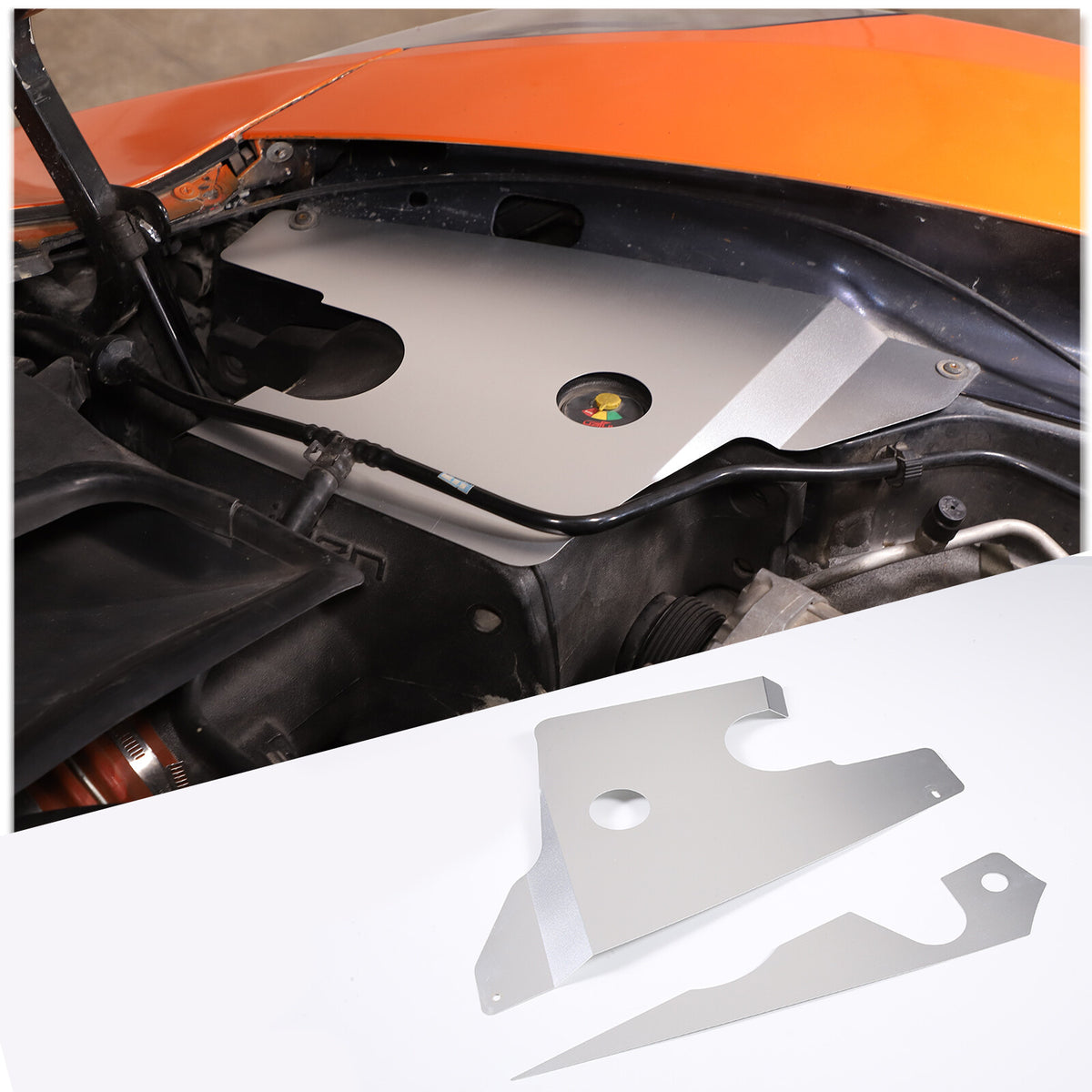 Silver Alloy Car Engine Side Panel Cover Accessories Kit For Corvette C7 2014-19 1