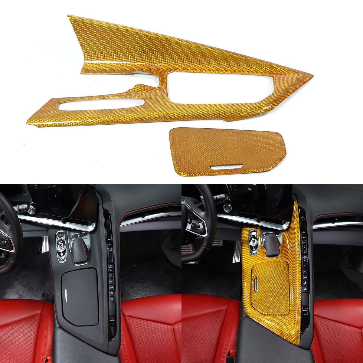 Real Carbon Fiber Center Console Gear Shift Panel Cover For Corvette C8 2020-25 6