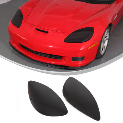 Transparent Gray Smoked Front Headlight Blackout Trim For Corvette C6 2005-2013 15