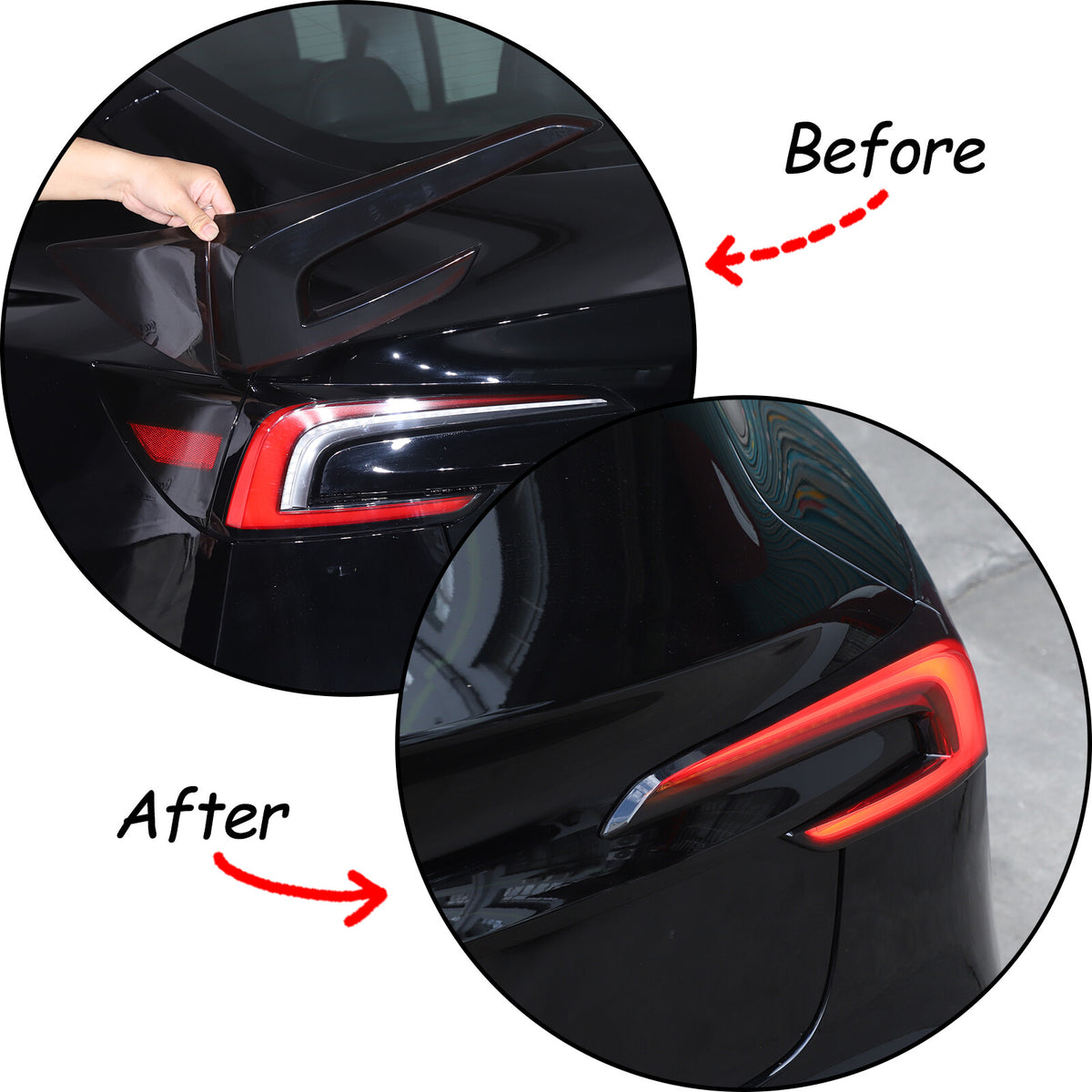 Smoked Black Rear Tail Light Guard Decor Cover Trim For Tesla Model 3 2023-24 9