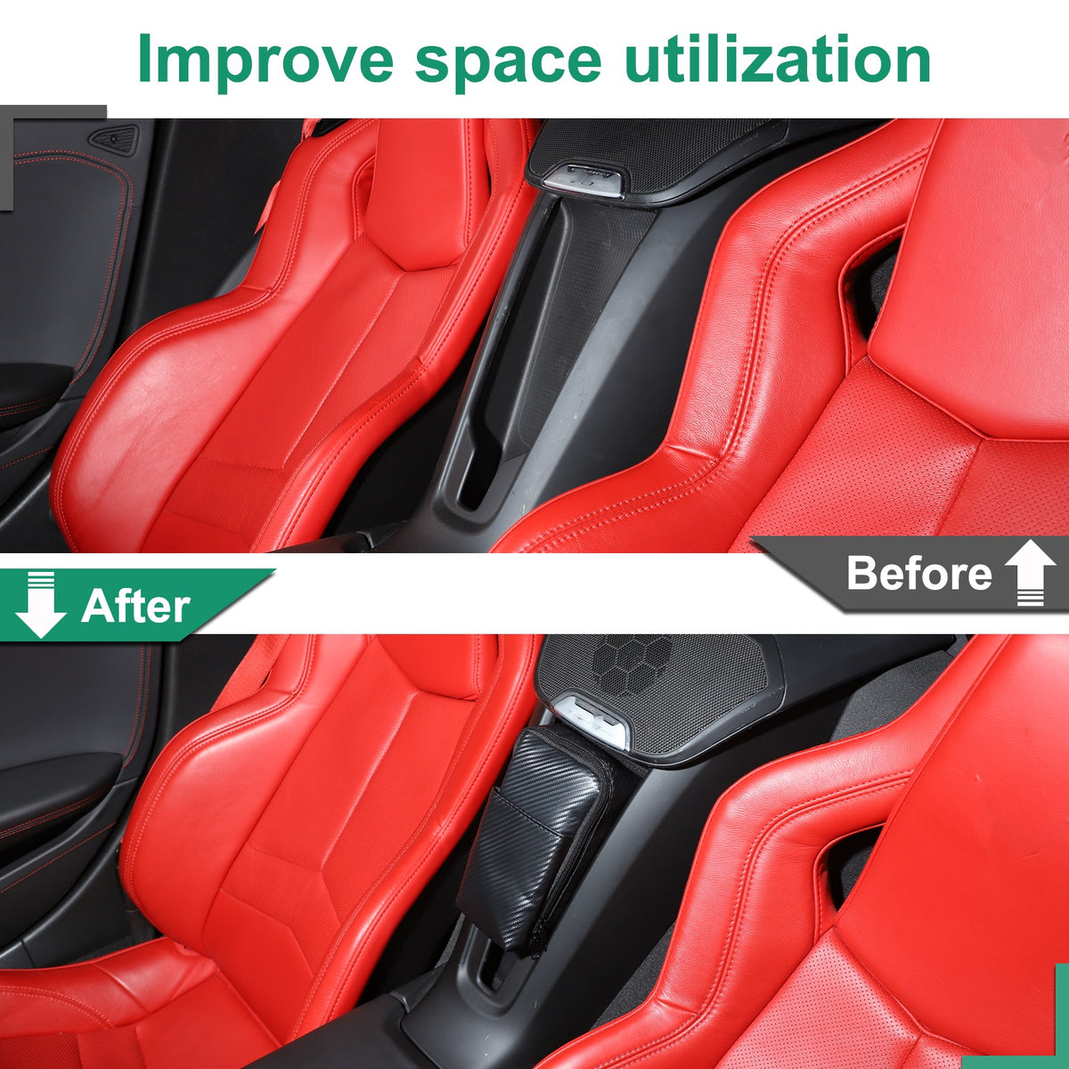 Carbon Fiber Pattern Rear Seat Center Storage Bag For Corvette C8 2020+ 9