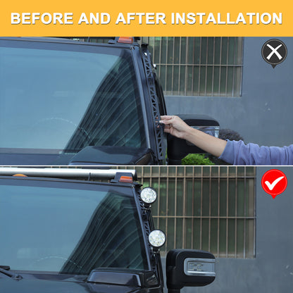 Carbon Steel A-Pillar LED Light Bar Mount Bracket For Hummer H2 2003-2009 11