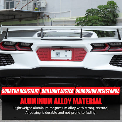 Red Aluminum Alloy Rear License Plate Filler Panel Trim for Corvette C8 2020+ 20