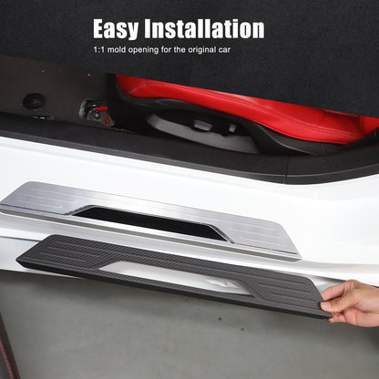 Matte Real Carbon Fiber Scuff Plate Door Sill Cover Protector For Corvette C8 17