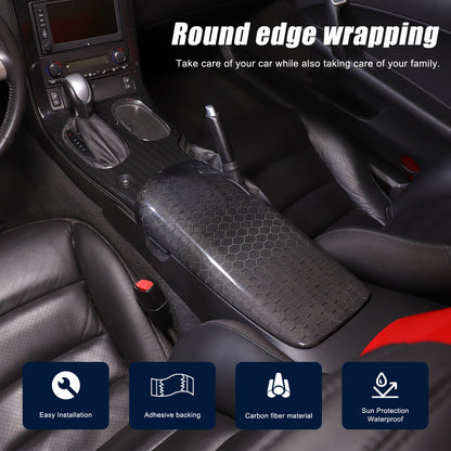 Honeycomb Carbon Fiber Center Console Armrest Box Cover For Corvette C6 2005-13 3