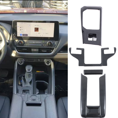 3pcs Carbon Fiber Center Console Trim Sets For Toyota Grand Highlander 2024+ 1