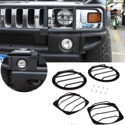 Black Steel Front Bumper Headlight Fog Light Trim For Hummer H2 2003-2009 1