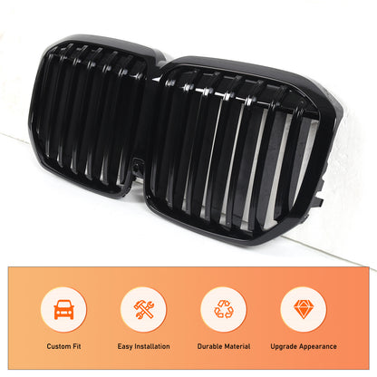 Glossy Black Car Front Bumper Line Kidney Grille Grill For BMW X7 G07 2023-2024 19