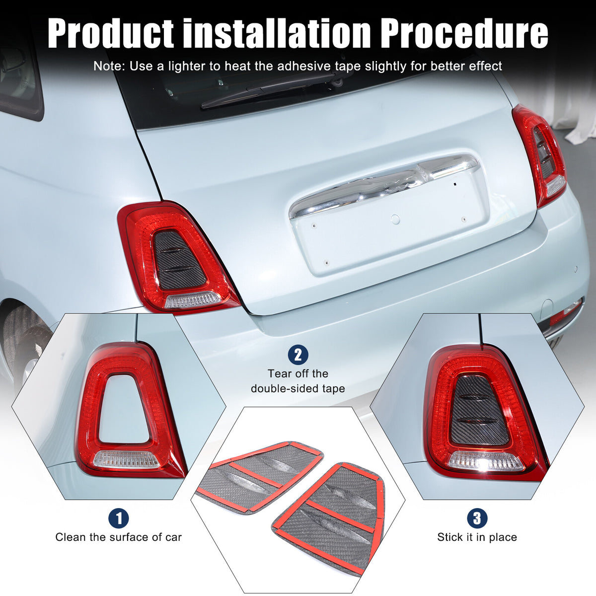 Real Carbon Fiber Rear Taillight Panel Trim For Fiat 500 Abarth 595 695 2016+ 24