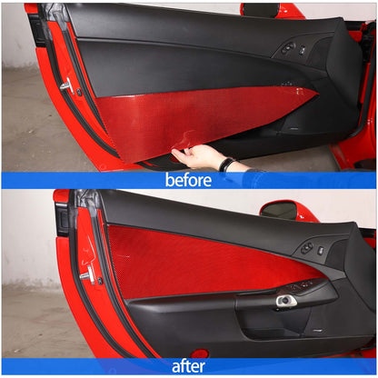 Red Carbon Fiber Interior Anti-kick Door Panel Sticker For Corvette C6 2005-13 6
