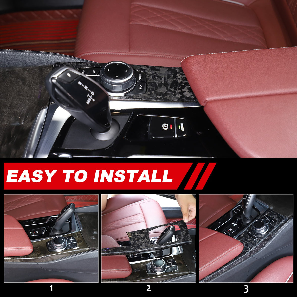 Forged Real Carbon Fiber Center Mode Knob Trim Cover For BMW 5 Series G30 18-22 5