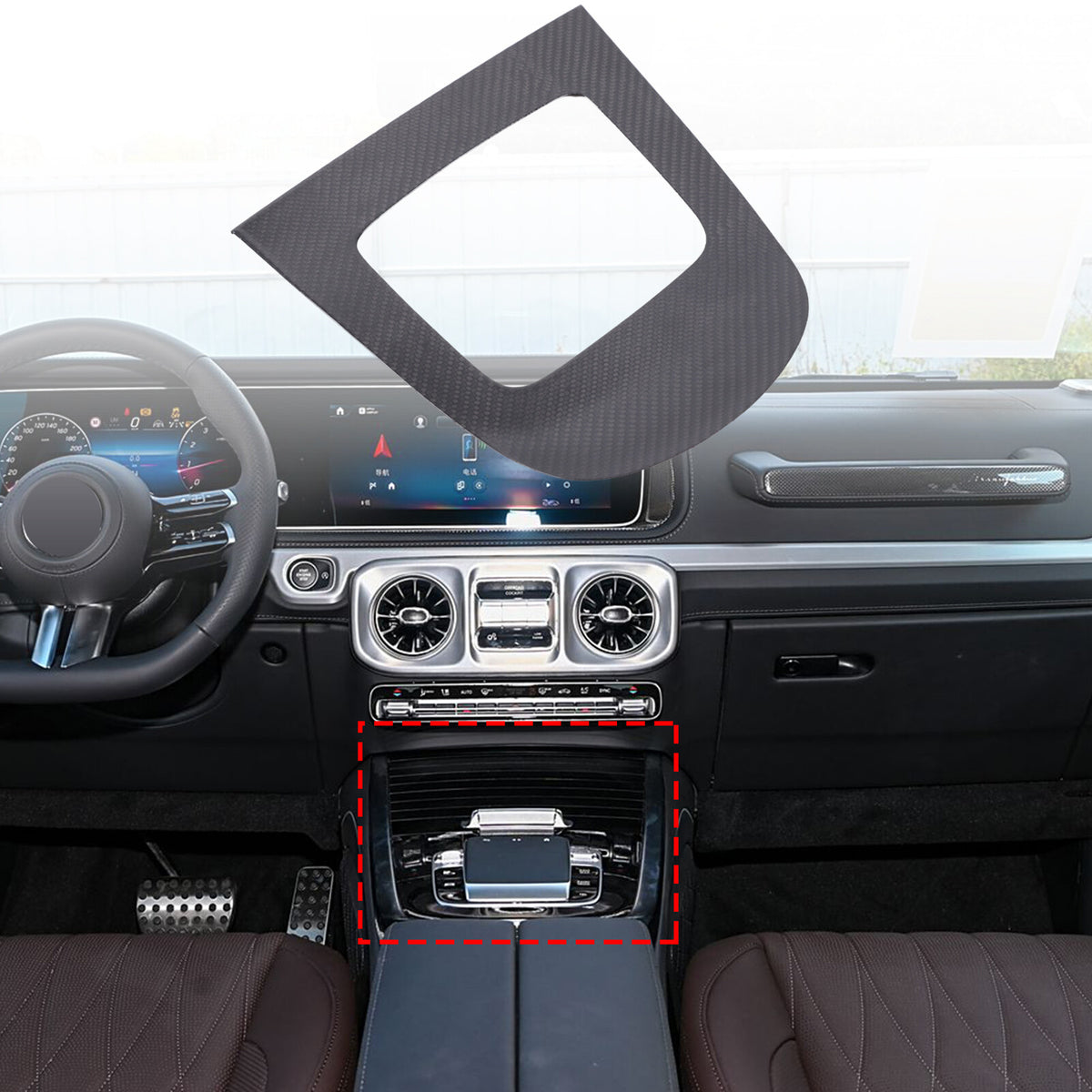 Real Carbon Fiber Center Console Gear Shift Panel For Benz G-Class W463 2025 US 2