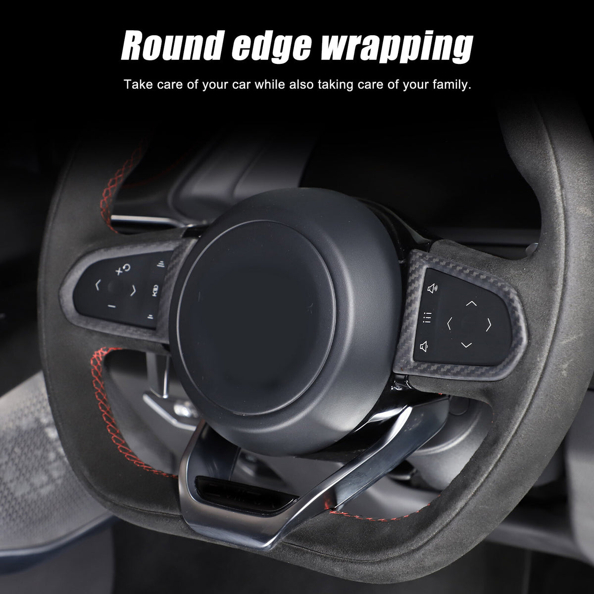 Matte Real Carbon Fiber Steering Wheel Button Cover Trim For Lotus EMIRA 21-25 21