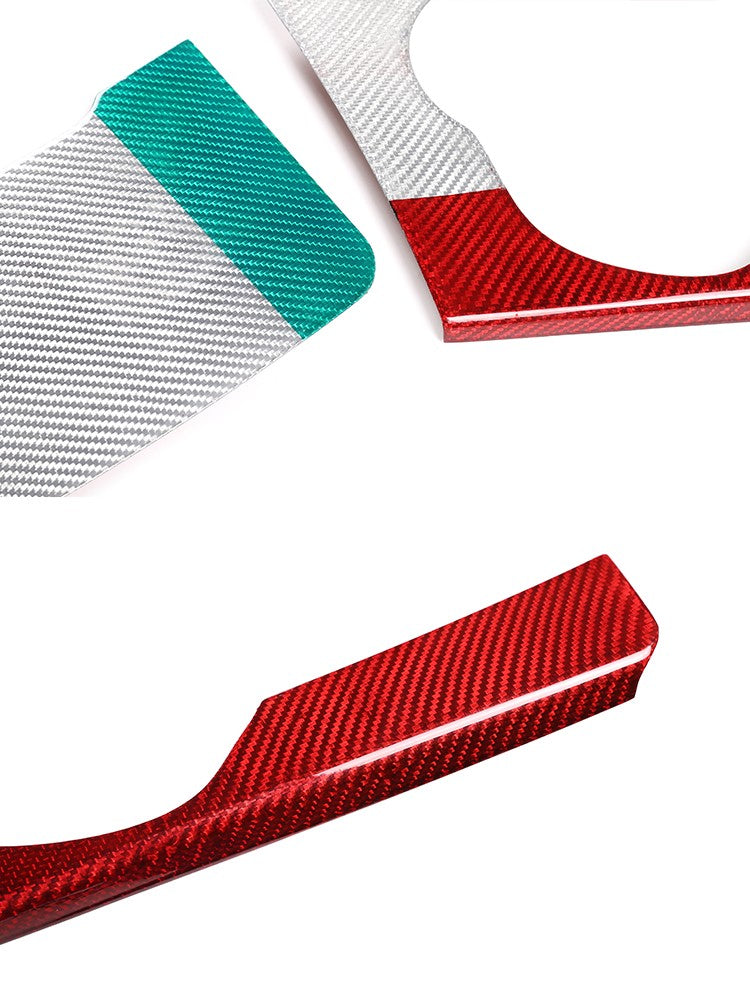 Tri-Color Real Carbon Fiber Center Cup Holder Trim For Alfa Romeo Stelvio 17-19 4